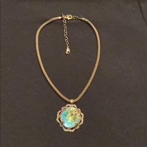 "Victorian" Cut Crystal Necklace w/ Braided Chain